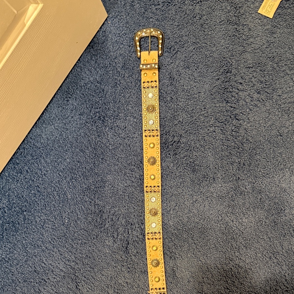 Studded Yellow Belt with Rhinestones
